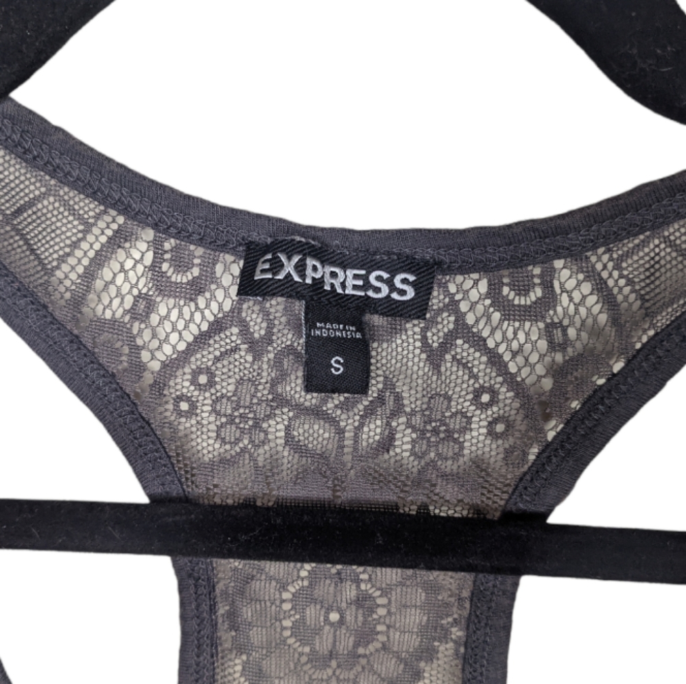 Express Dark Gray Lacy Racerback Tank Top 🖤✨ - Picture 3 of 6